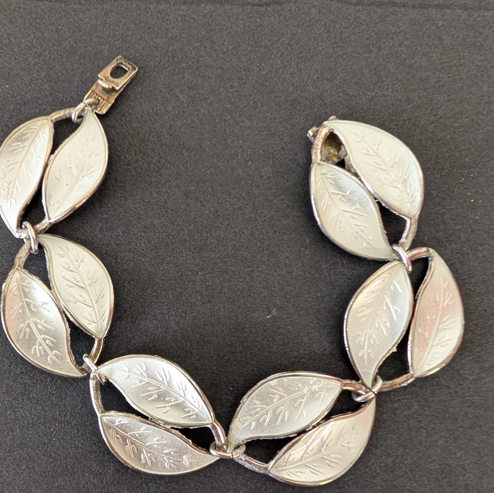 David Andesen Of Norway Sterling Enamel White Double Strand Bracelet